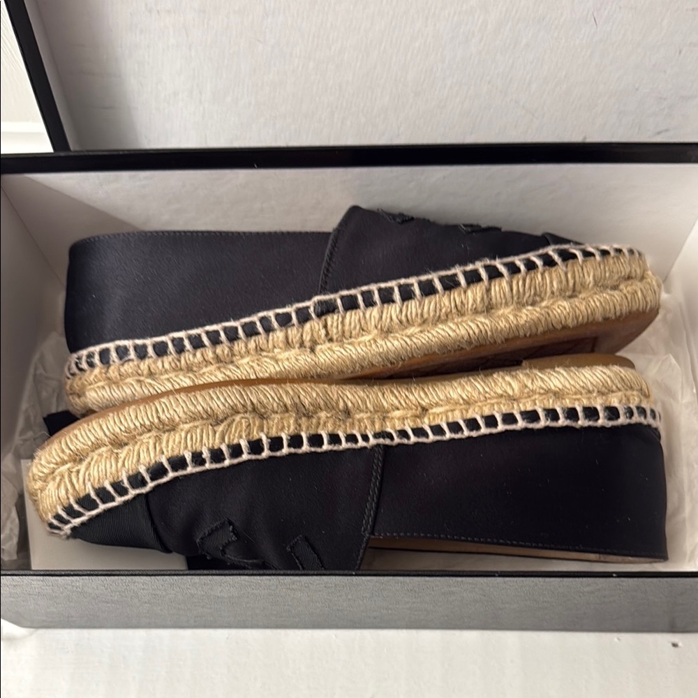 Chanel Black Espadrille Flats